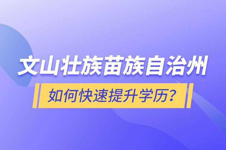 文山壯族苗族自治州如何快速提升學(xué)歷？