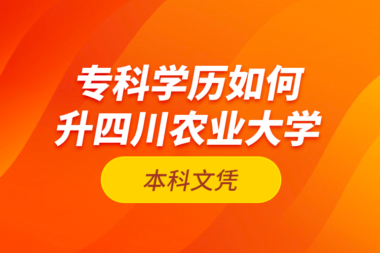 ?？茖W(xué)歷如何升四川農(nóng)業(yè)大學(xué)本科文憑