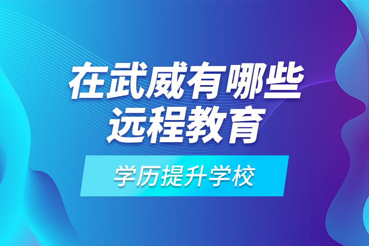 在武威有哪些遠程教育學歷提升學校？